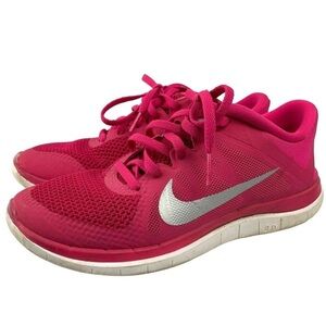 Nike Women's Free 4.0 v4 642200 678 Running Shoes Sz 9 Vivid Pink/White